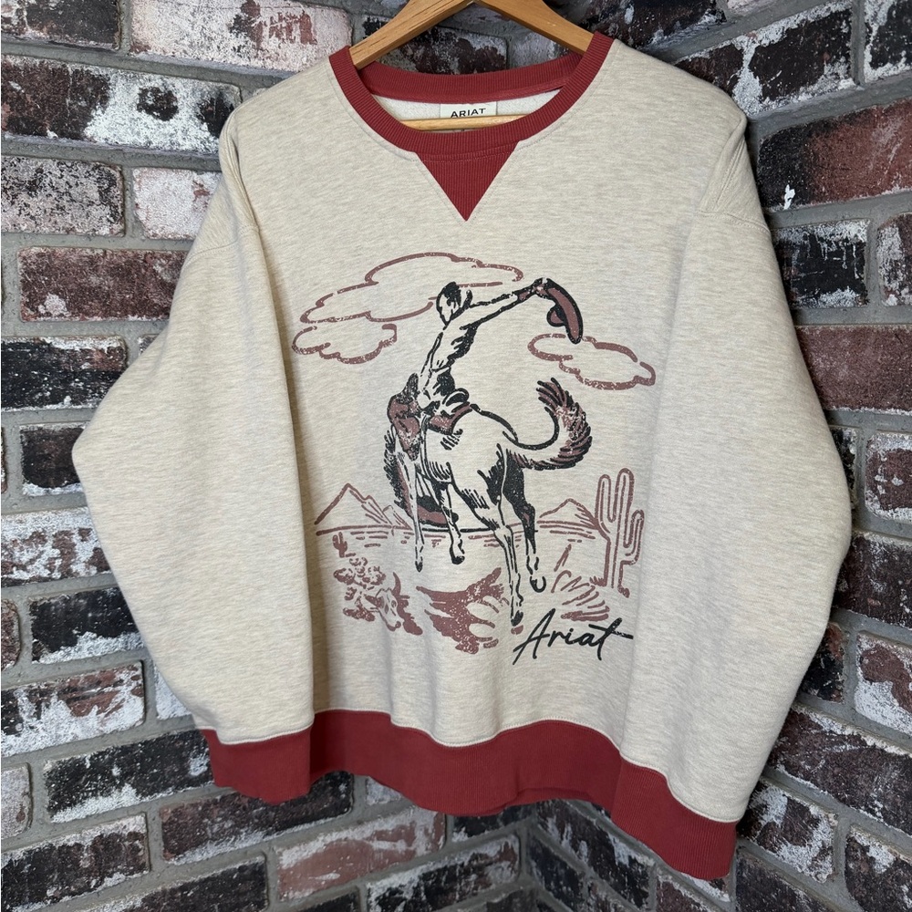 Women’s Ariat Rustic Bronc Western Roughstock Oversized Crewneck Sweater